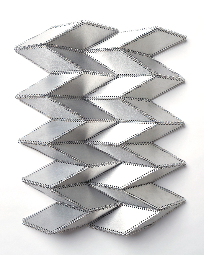 Valley, 23h x 19w x 3 1/2d inches, aluminum, aluminum spiral, acrylic, 2017